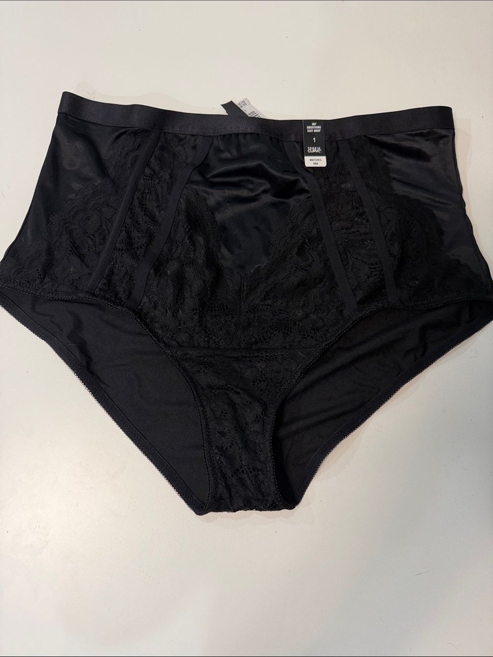 Women's High-Waist Lace Shaping Briefs - Black